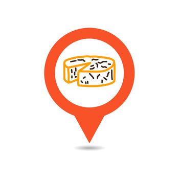 Soft cheese with mold vector pin map icon