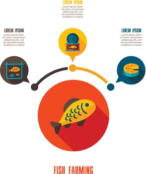 Fish farming icon and agriculture infographics