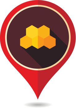 Honeycomb bee vector pin map icon