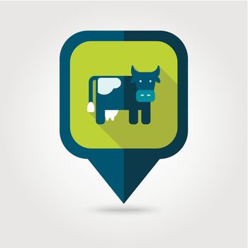 Cow flat pin map icon. Map pointer