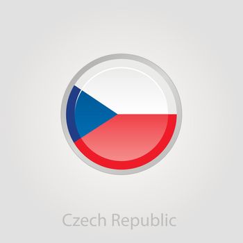 Czech Republic flag button, vector illustration