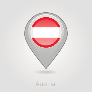 Austria flag pin map icon, vector illustration
