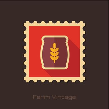 Sack of grain retro flat stamp with long shadow