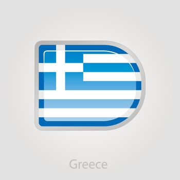 Greece flag button, vector illustration