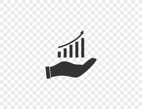 Chart, graph, growth in hand icon. Vector illustration.