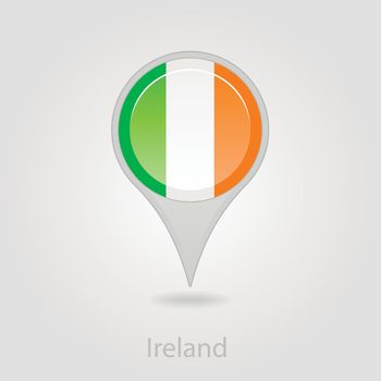 Ireland flag pin map icon, vector illustration