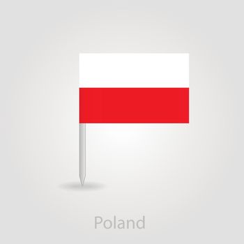 Poland flag pin map icon, vector illustration