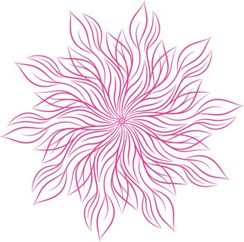 Mandala. Round floral ornament isolated on white background. Decorative design element. Outline vector illustration for invitation, greeting cards, print on T-shirt and other items.