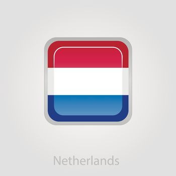 Netherlands flag button, vector illustration