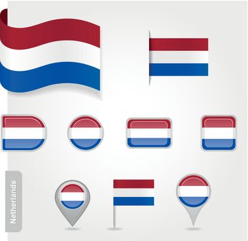 The Netherlands flag - set of icons and flags