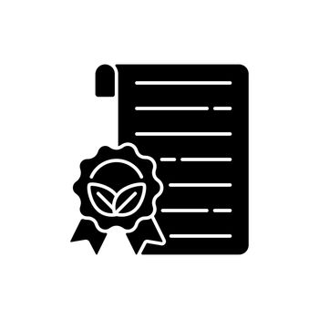 Certified materials black glyph icon