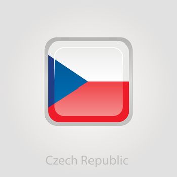 Czech Republic flag button, vector illustration