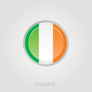 Ireland flag button, vector illustration