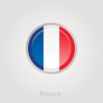 France flag button, vector illustration