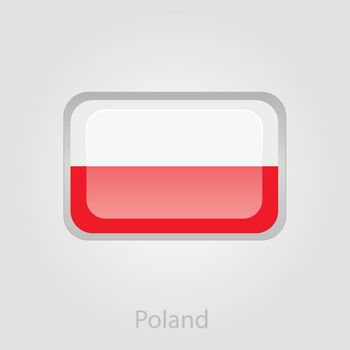 Poland flag button, vector illustration