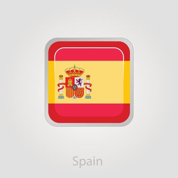 Spanish flag button, vector illustration