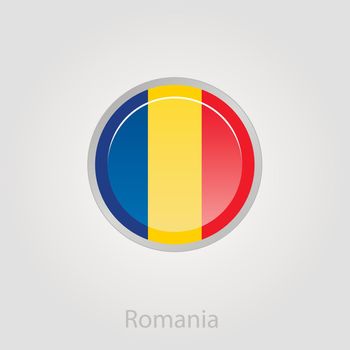 Romanian flag button, vector illustration