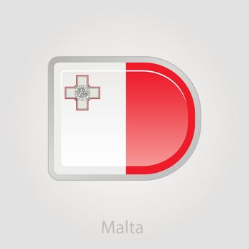 Malta flag button, vector illustration