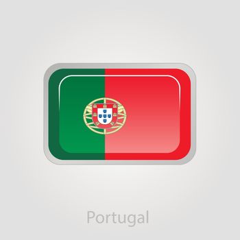 Portugal flag button, vector illustration