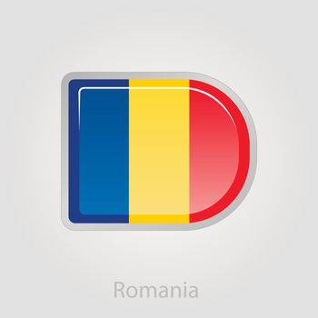 Romanian flag button, vector illustration