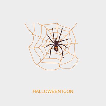 Spider web and spider halloween icon
