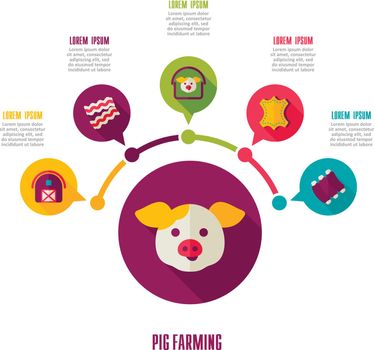 Pig farming icon and agriculture infographics