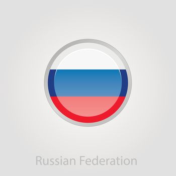Russian flag button, vector illustration