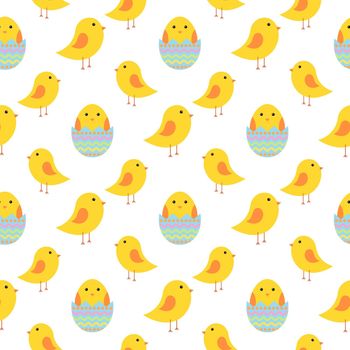 Easter seamless pattern with chickens for wrapping paper, wallpaper, web page background and more