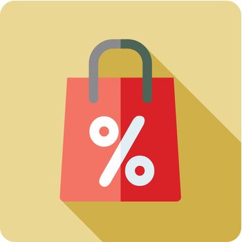 Shopping bag with percent symbol icon