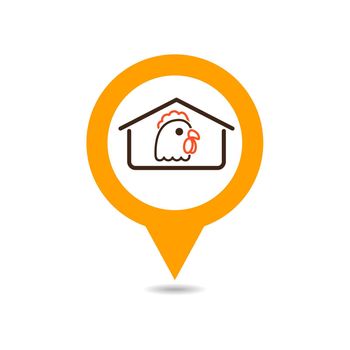 Chicken house vector pin map icon
