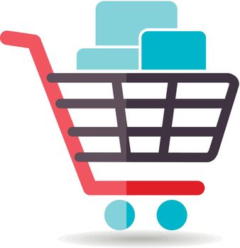 Shopping cart with boxes icon
