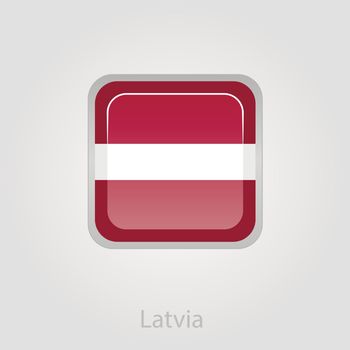 Latvian flag button, vector illustration