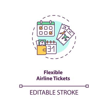 Flexible airline tickets concept icon