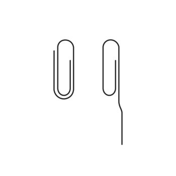 Paper Clip and unbent paperclip icon linear style. Editable stroke. Stock Vector illustration isolated on white background.