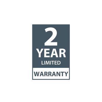 2 years limited warranty icon or label, certificate for customers, warranty stamp or sticker. vector illustration isolated on white background