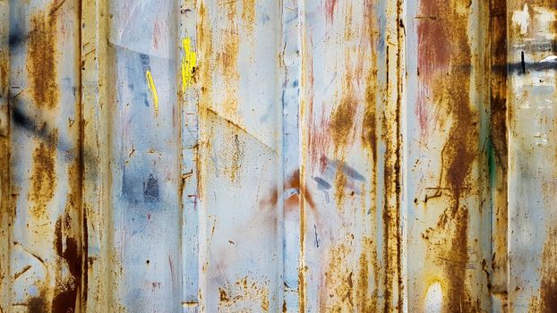 Rusty galvanized sheet. Corrugated metal wall texture, zinc old metal wall background, vintage style, abstract