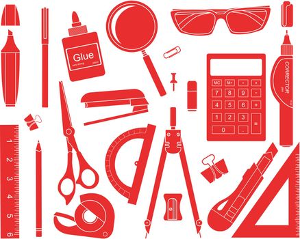 Stationery tools. Silhouettes