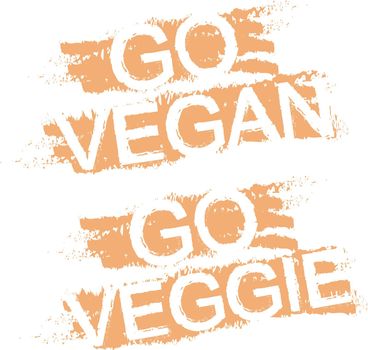 Go vegan. Go veggie. Green graffiti signs
