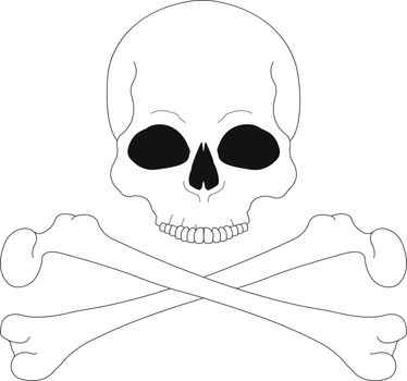Jolly Roger. Contour lines skull with crossbones
