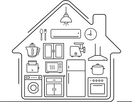 Modern kitchenware thin line icons