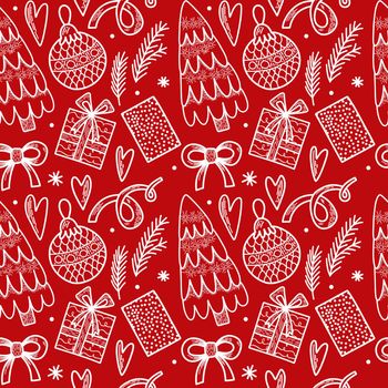New Year Vector seamless pattern. Repetitive ornament