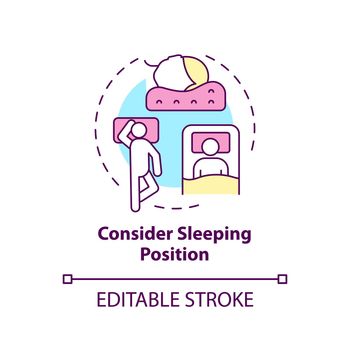 Consider sleeping position concept icon