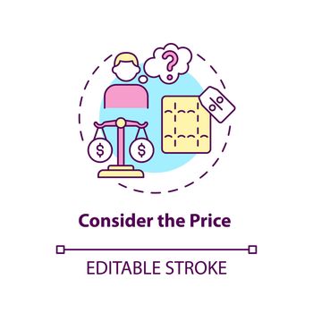 Consider the price concept icon
