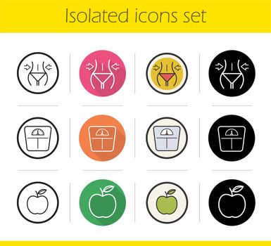 Dieting icons set