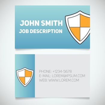 Business card print template with shield log