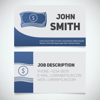 Business card print template with banknotes logo