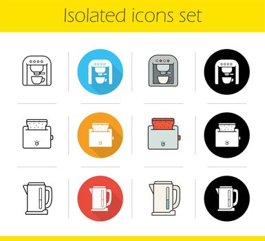Kitchen electronics icons set