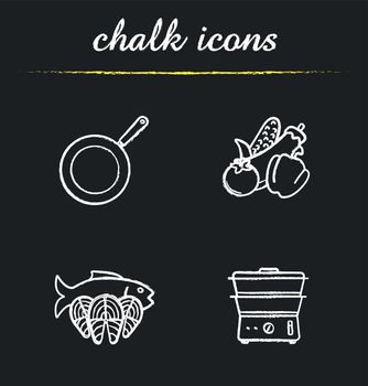 Steam cooking icons set