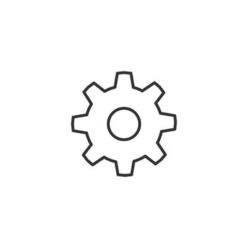 cogwheel mechanism icon. outline gear icon. mechanism concept. Stock Vector illustration isolated on white background.