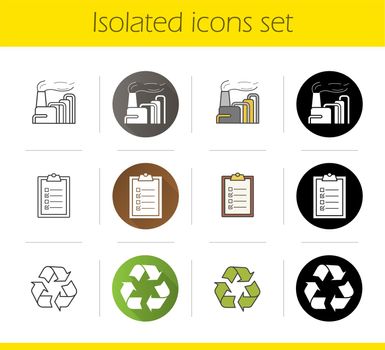Environment pollution icons set